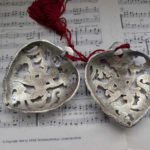 Silver Heart Cherub Ornaments with Red Tassels - Picture 8 of 8